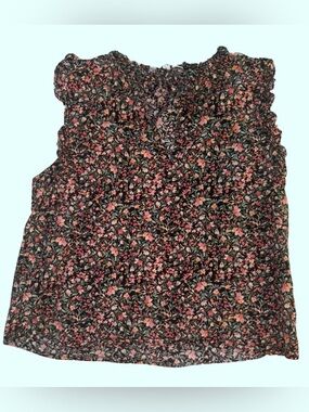BB Dakota Black Floral Sleeveless Camisole with Pink Accents